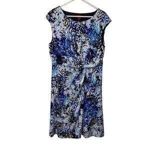 212 Collection Womens Sleeveless Abstract Print Dress XL Blue & Black